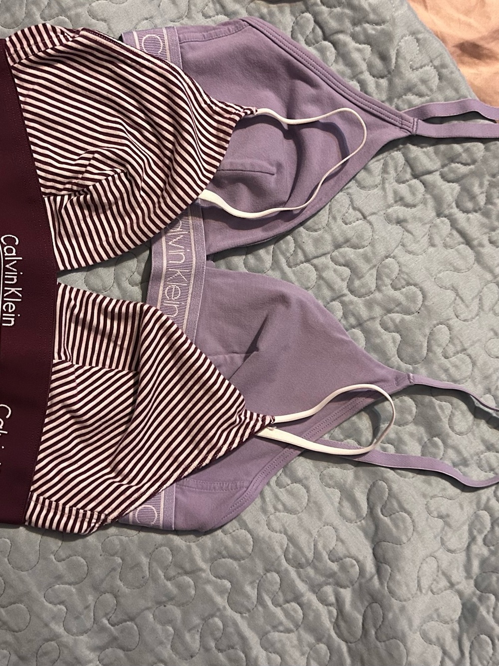 Calvin Klein Burgundy and Light Purple Striped Bralette